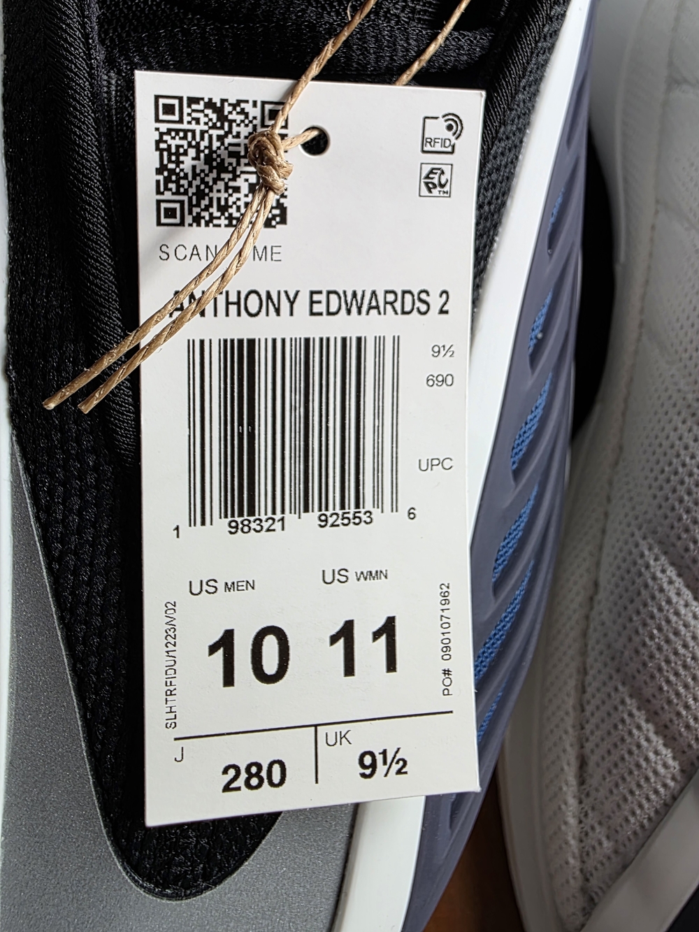 Anthony Edwards 2 Basketball Shoes With Black And White Laces-Mens 10/Womens 11 - Picture 7 of 9